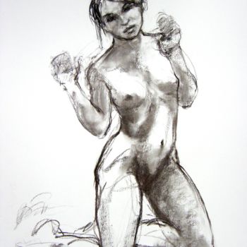 Drawing titled "fusain 50/65 2003 38" by Christian Rolland, Original Artwork, Charcoal