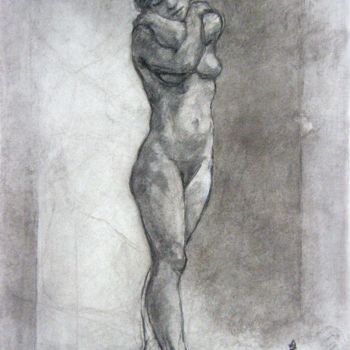 Drawing titled "fusain 50/65 2003 57" by Christian Rolland, Original Artwork, Charcoal