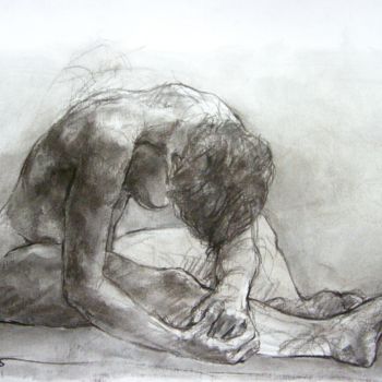 Desenho intitulada "fusain 50/65 2003 58" por Christian Rolland, Obras de arte originais, Carvão
