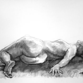 Рисунок под названием "fusain 50/65 2004 8" - Christian Rolland, Подлинное произведение искусства, Древесный уголь