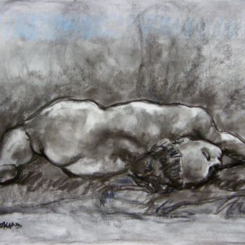 Drawing titled "fusain 50/65 2004 22" by Christian Rolland, Original Artwork, Charcoal