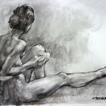 Drawing titled "fusain 50/65 2004 13" by Christian Rolland, Original Artwork, Charcoal