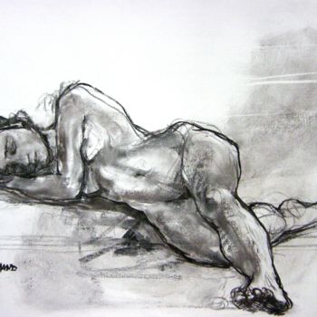 Drawing titled "fusain 50/65 2004 24" by Christian Rolland, Original Artwork, Charcoal