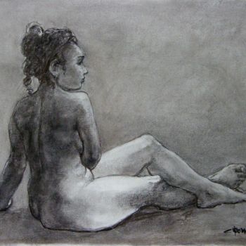 Drawing titled "fusain 50/65 2004 27" by Christian Rolland, Original Artwork, Charcoal