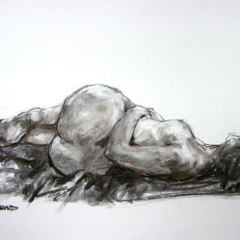 Drawing titled "fusain 50/65 2004 29" by Christian Rolland, Original Artwork, Charcoal