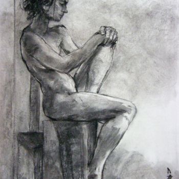 Рисунок под названием "fusain 50/65 2004 32" - Christian Rolland, Подлинное произведение искусства, Древесный уголь