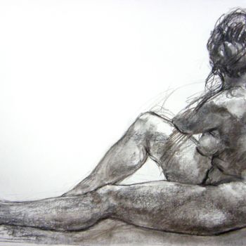 Drawing titled "fusain 50/65 2004 43" by Christian Rolland, Original Artwork, Charcoal