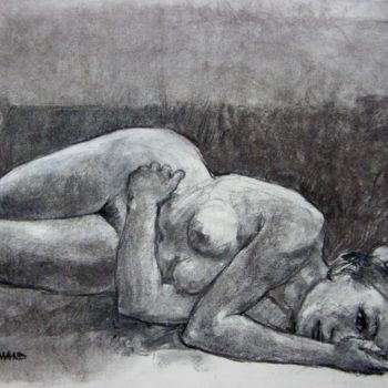 Drawing titled "fusain 50/65 2004 44" by Christian Rolland, Original Artwork, Charcoal