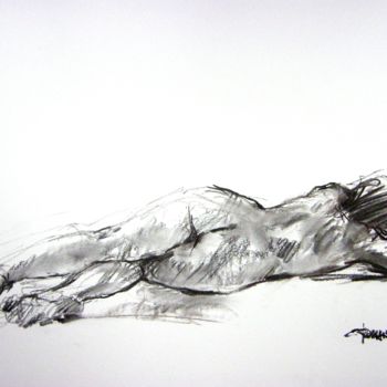 「fusain 50/65 2005 3」というタイトルの描画 Christian Rollandによって, オリジナルのアートワーク, 木炭
