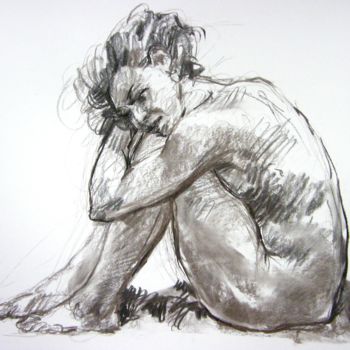 Drawing titled "fusain 50/65 2005 8" by Christian Rolland, Original Artwork, Charcoal