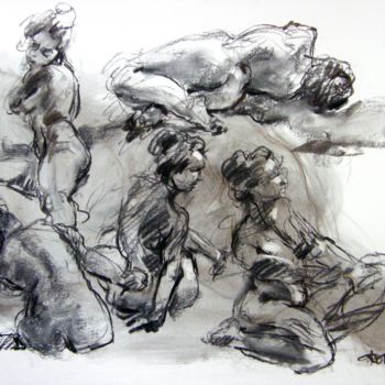 Drawing titled "fusain 50/65 2005 40" by Christian Rolland, Original Artwork, Charcoal