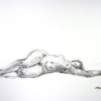 Drawing titled "fusain 50/65 2005 10" by Christian Rolland, Original Artwork, Charcoal