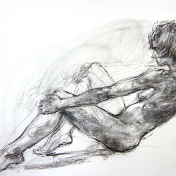 Drawing titled "fusain 50/65 2005 14" by Christian Rolland, Original Artwork, Charcoal