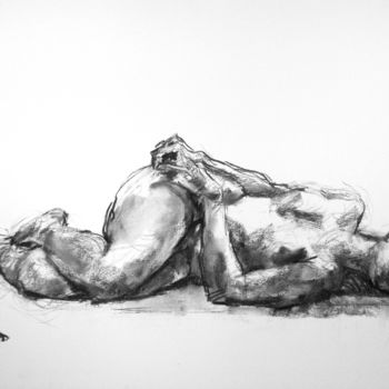 Drawing titled "fusain 50/65 2005 21" by Christian Rolland, Original Artwork, Charcoal