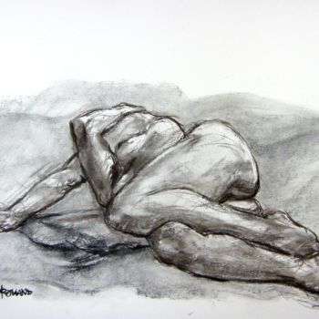 Drawing titled "fusain 50/65 2005 23" by Christian Rolland, Original Artwork, Charcoal