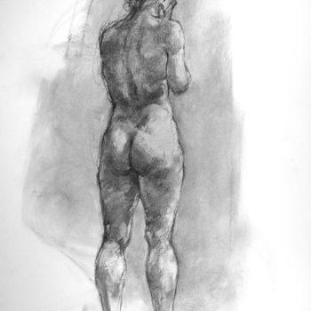 Drawing titled "fusain 50/65 2005 57" by Christian Rolland, Original Artwork, Charcoal