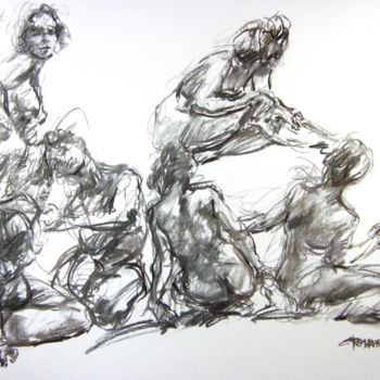 Drawing titled "fusain 50/65 2005 32" by Christian Rolland, Original Artwork, Charcoal