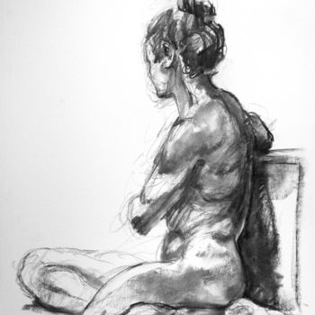 Drawing titled "fusain 50/65 2005 48" by Christian Rolland, Original Artwork, Charcoal