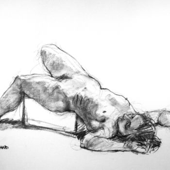 Drawing titled "fusain 50/65 2005 56" by Christian Rolland, Original Artwork, Charcoal
