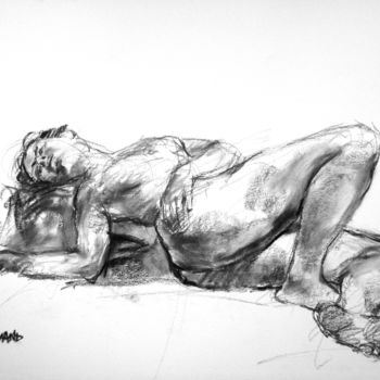 Drawing titled "fusain 50 x 65 2005…" by Christian Rolland, Original Artwork, Charcoal