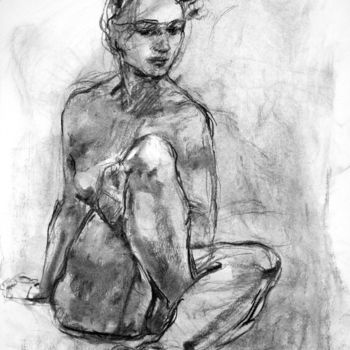 Drawing titled "fusain 50/65 2007 1…" by Christian Rolland, Original Artwork, Charcoal