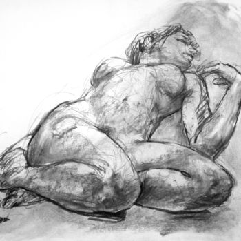 Drawing titled "fusain 50/65 2007 1…" by Christian Rolland, Original Artwork, Charcoal