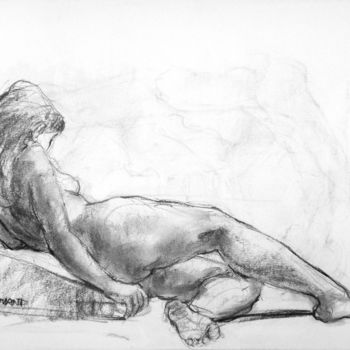 Drawing titled "fusain 50/65 2008 15" by Christian Rolland, Original Artwork, Charcoal