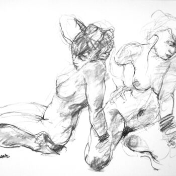 Drawing titled "fusain 50/65 2008 19" by Christian Rolland, Original Artwork, Charcoal