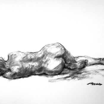 Drawing titled "fusain 50/65 2008 24" by Christian Rolland, Original Artwork, Charcoal