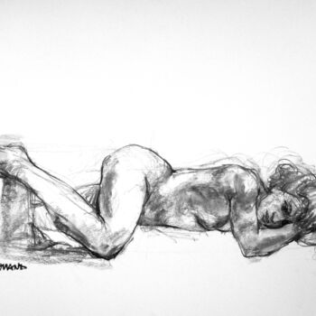 Drawing titled "fusain 50/65 2008 28" by Christian Rolland, Original Artwork, Charcoal