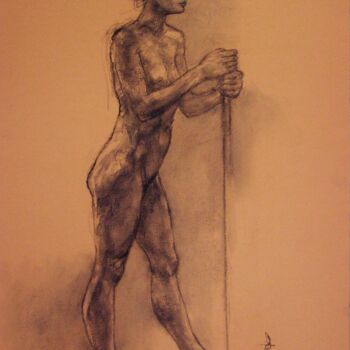 Drawing titled "fusain 50/65 2008 43" by Christian Rolland, Original Artwork, Charcoal