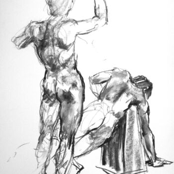 Рисунок под названием "fusain 50/65 2008 55" - Christian Rolland, Подлинное произведение искусства, Древесный уголь