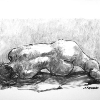 Drawing titled "fusain 50/65 2008 60" by Christian Rolland, Original Artwork, Charcoal