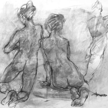 Drawing titled "fusain 50/65 2008 62" by Christian Rolland, Original Artwork, Charcoal
