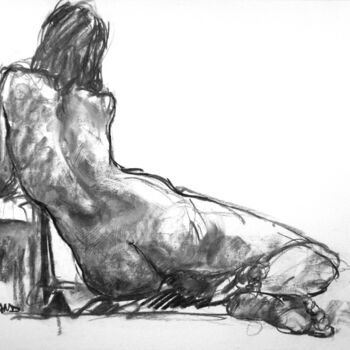 Drawing titled "fusain 50/65 2008 72" by Christian Rolland, Original Artwork, Charcoal