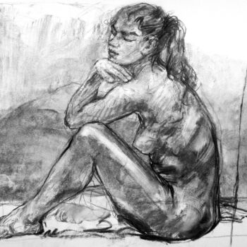 Desenho intitulada "fusain 50/65 2008 73" por Christian Rolland, Obras de arte originais, Carvão