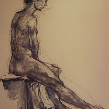 Drawing titled "fusain 50/65 2008 78" by Christian Rolland, Original Artwork, Charcoal