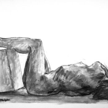 Drawing titled "fusain 50/65 2008 84" by Christian Rolland, Original Artwork, Charcoal