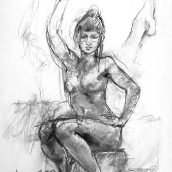 Drawing titled "fusain 50/65 2009 8" by Christian Rolland, Original Artwork, Charcoal