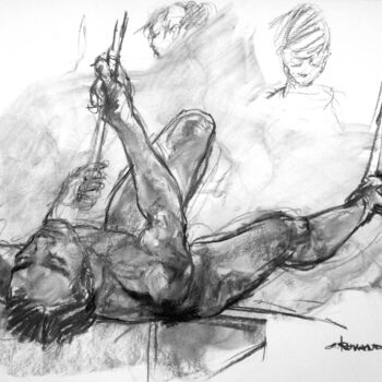 Drawing titled "fusain 50/65 2009 14" by Christian Rolland, Original Artwork, Charcoal