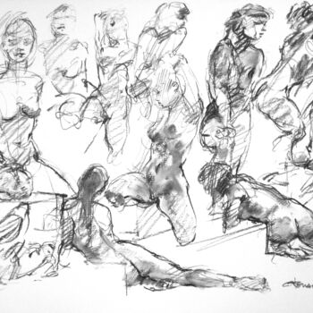 Dibujo titulada "fusain 50/65 2010 1" por Christian Rolland, Obra de arte original, Carbón