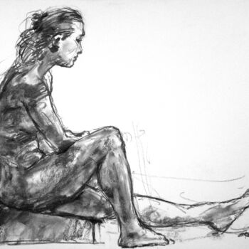 Drawing titled "fusain 50/65 2010 4" by Christian Rolland, Original Artwork, Charcoal