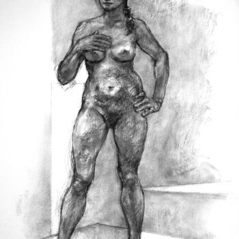 Drawing titled "fusain 50/65 2010 38" by Christian Rolland, Original Artwork, Charcoal