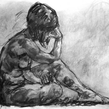 Drawing titled "fusain 50/65 2011 6" by Christian Rolland, Original Artwork, Charcoal