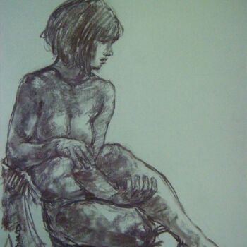 Drawing titled "fusain 50/65 2011 16" by Christian Rolland, Original Artwork, Charcoal