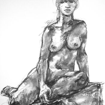 Drawing titled "fusain 50/65 2011 26" by Christian Rolland, Original Artwork, Charcoal