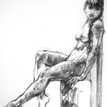 Рисунок под названием "fusain 50/65 2011 34" - Christian Rolland, Подлинное произведение искусства, Древесный уголь