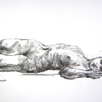 Drawing titled "fusain 50/65 2011 88" by Christian Rolland, Original Artwork, Charcoal