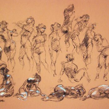 Desenho intitulada "fusain & craie 2011…" por Christian Rolland, Obras de arte originais, Carvão