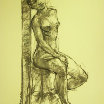 Drawing titled "fusain 50/65 2011 9…" by Christian Rolland, Original Artwork, Charcoal